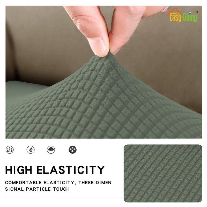 Easy-Going Stretch Loveseat Cushion Cover Sofa Cushion Furniture Protector Sofa Seat Sofa Slipcover Sofa Cover Soft Flexibility with Elastic Bottom(Loveseat Cushion, Greyish Green) - Image 3